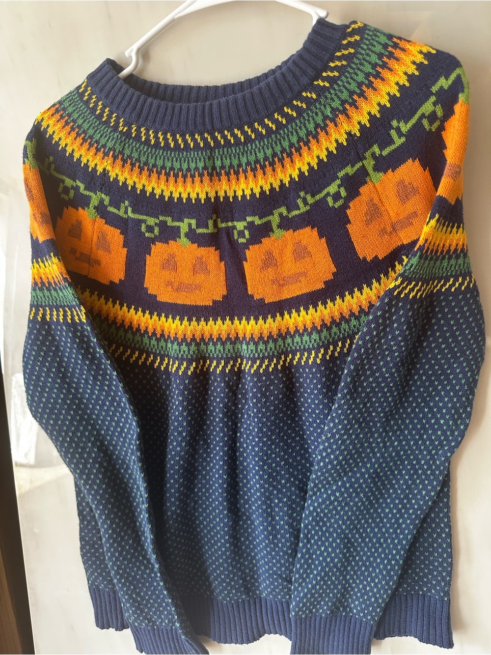 ModCloth Give Em Pumpkin To Talk About Fair Isle Sweater Navy L